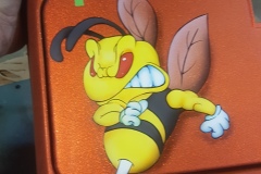 Vespa Cartoon Wasp with clenched fists and angry face