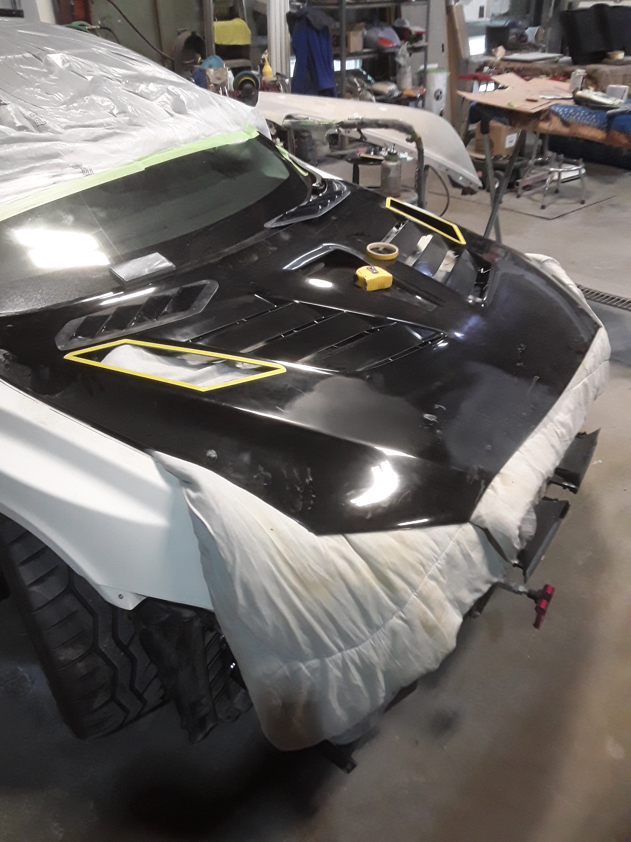 Evo X custom hood being prepped for grill installations