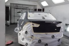Evo X in a paint booth