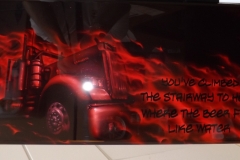 Red semi truck, red flames and a wish